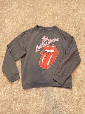 Grey Rolling Stones Graphic Sweatshirt with Red Tongue